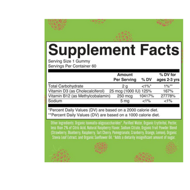 Sugar-Free D3 + B12 Gummies (Raspberry)